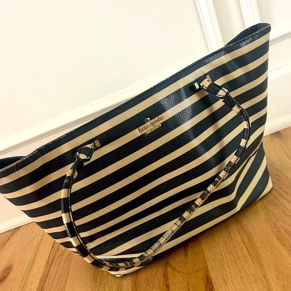 kate spade Handbags - Kate Spade Navy and Cream Striped Tote Bag